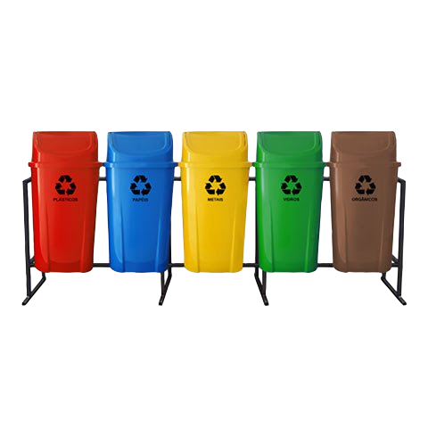 5 lixeiras para coleta seletiva 60 litros – kit com 5 lixeiras