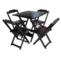 JOGO DE MESA COM 4 CADEIRAS DE MADEIRA DOBRÁVEL 70X70 TABACO