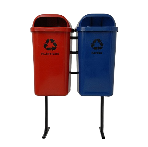 2 papeleiras para coleta seletiva 50l